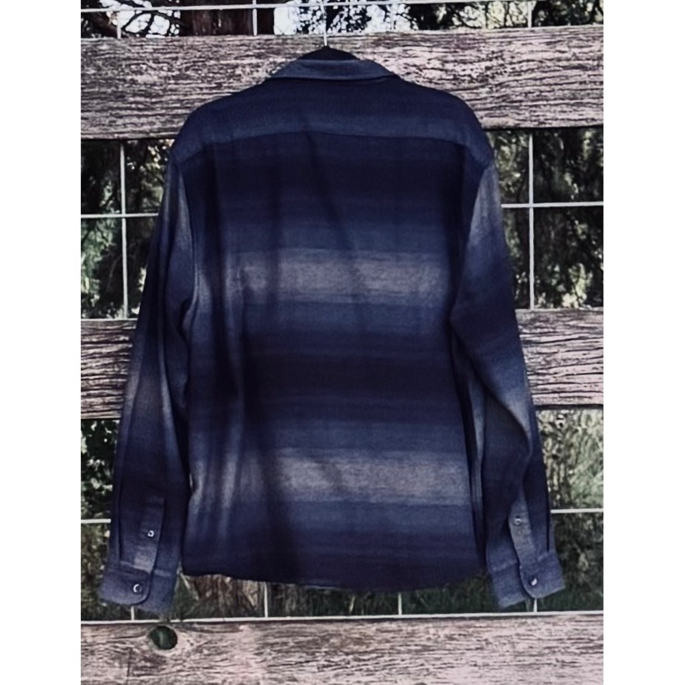 Tailor Vintage Luxe Performance Blue Ombre Flannel Shirt Mens XL Long Sleeve - Picture 2 of 8